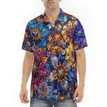 Men's Polo Shirt Vibrant Crystal and Gemstone Flowers