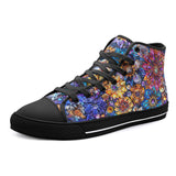 High-Top Canvas Shoes Vibrant Crystal and Gemstone Flowers