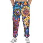 Men's Sweatpants Vibrant Crystal and Gemstone Flowers