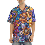 Hawaiian Shirt Vibrant Crystal and Gemstone Flowers