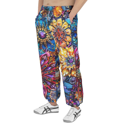 Men's Sweatpants Vibrant Crystal and Gemstone Flowers