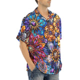 Hawaiian Shirt Vibrant Crystal and Gemstone Flowers