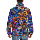 Down-Padded Puffer Jacket Vibrant Crystal and Gemstone Flowers