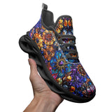 Sports Mesh Sneakers Vibrant Crystal and Gemstone Flowers