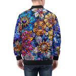 Bomber Jacket Vibrant Crystal and Gemstone Flowers