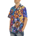 Hawaiian Shirt Vibrant Crystal and Gemstone Flowers