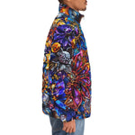 Down-Padded Puffer Jacket Vibrant Crystal and Gemstone Flowers