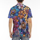 Men's Polo Shirt Vibrant Crystal and Gemstone Flowers