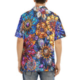 Hawaiian Shirt Vibrant Crystal and Gemstone Flowers
