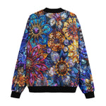 Bomber Jacket Vibrant Crystal and Gemstone Flowers