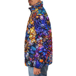 Down-Padded Puffer Jacket Vibrant Crystal and Gemstone Flowers