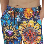 Men's Sweatpants Vibrant Crystal and Gemstone Flowers