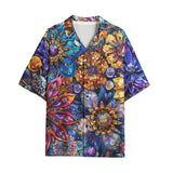 Hawaiian Shirt Vibrant Crystal and Gemstone Flowers