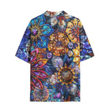Hawaiian Shirt Vibrant Crystal and Gemstone Flowers