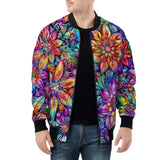Bomber Jacket Colorful Flower designs and Crystals