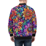 Bomber Jacket Colorful Flower designs and Crystals