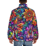Down-Padded Puffer Jacket Colorful Flower designs and Crystals