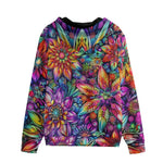 Men's Zip Up Hoodie Colorful Flower designs and Crystals