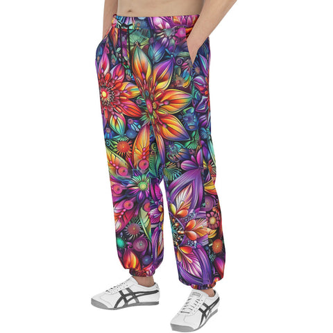 Men's Sweatpants Colorful Flower designs and Crystals