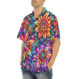 Hawaiian Shirt Colorful Flower designs and Crystals