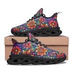 Sports Mesh Sneakers Colorful Flower designs and Crystals