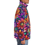 Down-Padded Puffer Jacket Colorful Flower designs and Crystals