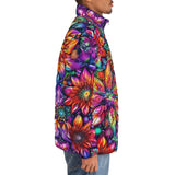 Down-Padded Puffer Jacket Colorful Flower designs and Crystals