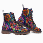 Leather Boots Colorful Flower designs and Crystals