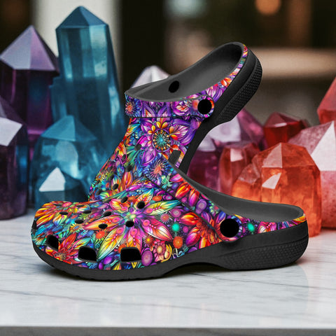 Classic Clogs Colorful Flower designs and Crystals