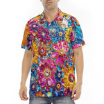 Men's Polo Shirt Bright Sparkling Gemstones Flowers