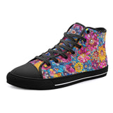 High-Top Canvas Shoes Bright Sparkling Gemstones Flowers