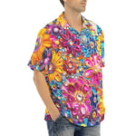 Hawaiian Shirt Bright Sparkling Gemstones Flowers