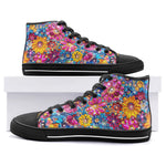 High-Top Canvas Shoes Bright Sparkling Gemstones Flowers