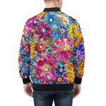 Bomber Jacket Bright Sparkling Gemstones Flowers