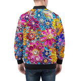 Bomber Jacket Bright Sparkling Gemstones Flowers