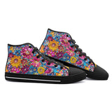 High-Top Canvas Shoes Bright Sparkling Gemstones Flowers