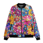 Bomber Jacket Bright Sparkling Gemstones Flowers