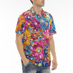 Men's Polo Shirt Bright Sparkling Gemstones Flowers