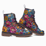 Leather Boots Bright Sparkling Gemstones Flowers