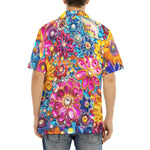 Hawaiian Shirt Bright Sparkling Gemstones Flowers