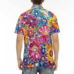 Men's Polo Shirt Bright Sparkling Gemstones Flowers