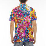 Men's Polo Shirt Bright Sparkling Gemstones Flowers