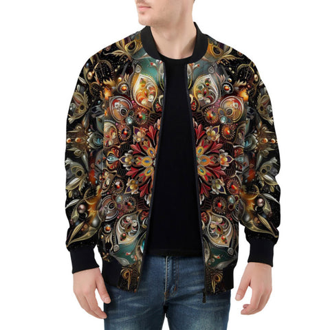 Bomber Jacket Colorful Mandala Digital Art