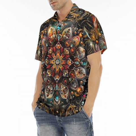 Men's Polo Shirt Colorful Mandala Digital Art