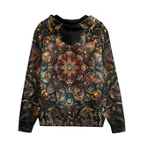 Men's Zip Up Hoodie Colorful Mandala Digital Art