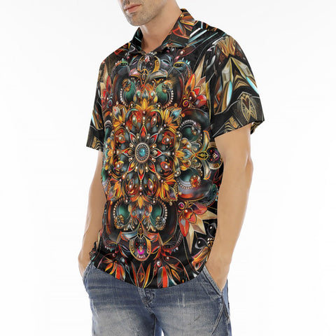 Men's Polo Shirt Colorful Mandala Pattern