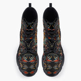 Casual Leather Chunky Boots Colorful Mandala Pattern