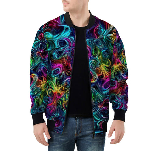 Bomber Jacket Swirling shapes and Vibrant Colors