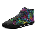 High-Top Canvas Shoes Swirling shapes and Vibrant Colors