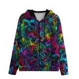 Men's Zip Up Hoodie Swirling shapes and Vibrant Colors